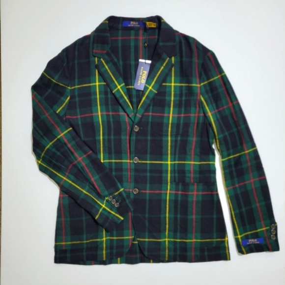 Polo Ralph Lauren Men's Green Plaid soft blazer - Picture 6 of 8